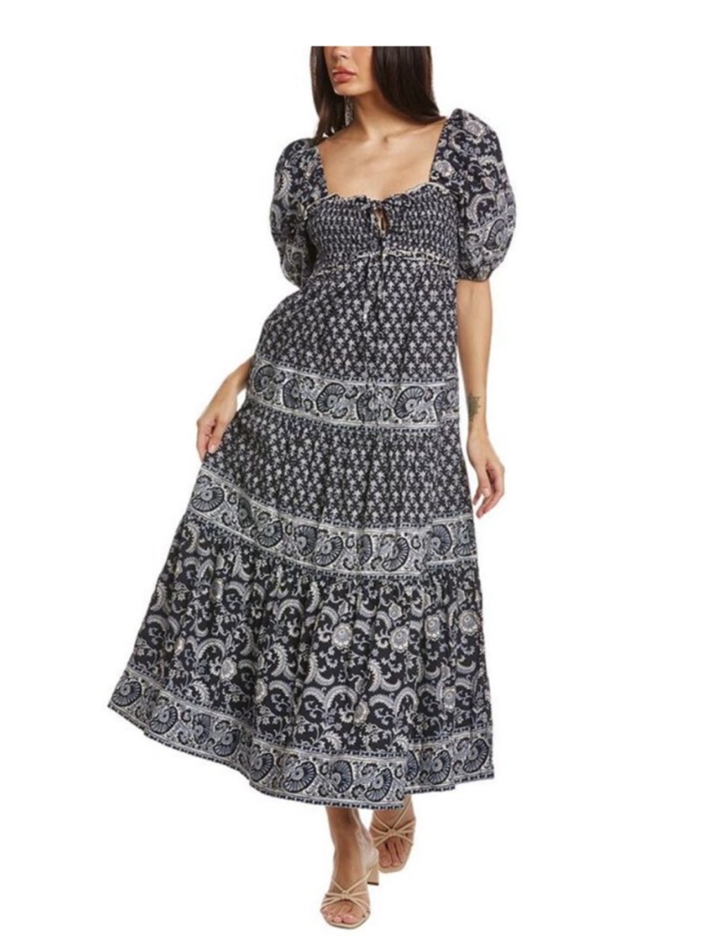 SEA NY Jasper Border Tiered Dress XS